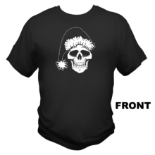 detroit santarchy skull black hat men's t-shirt front